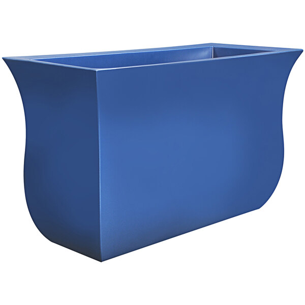A blue rectangular planter.