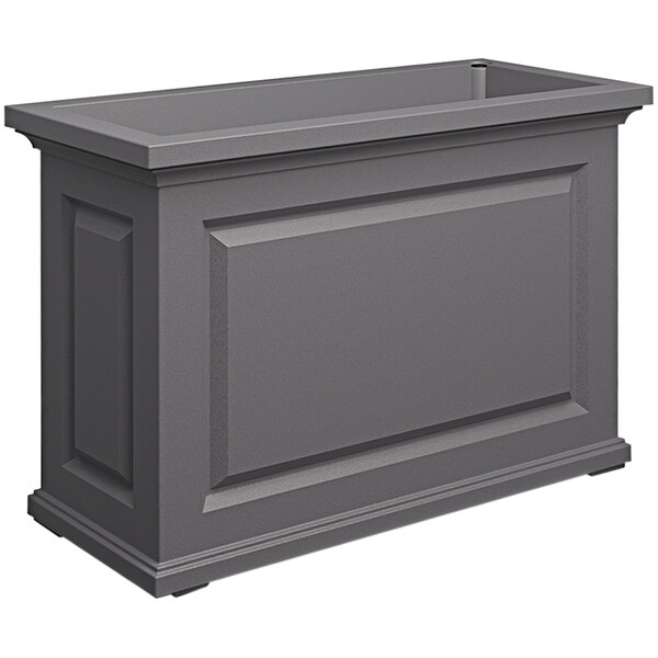 A rectangular graphite gray planter container.