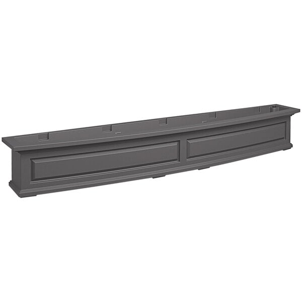 A long rectangular graphite grey Mayne window box with black trim.