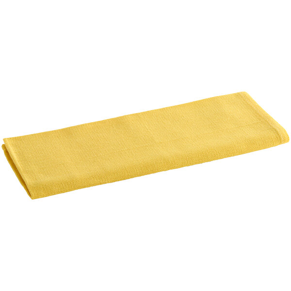 A yellow rectangular Oxford cleaning cloth on a white background.