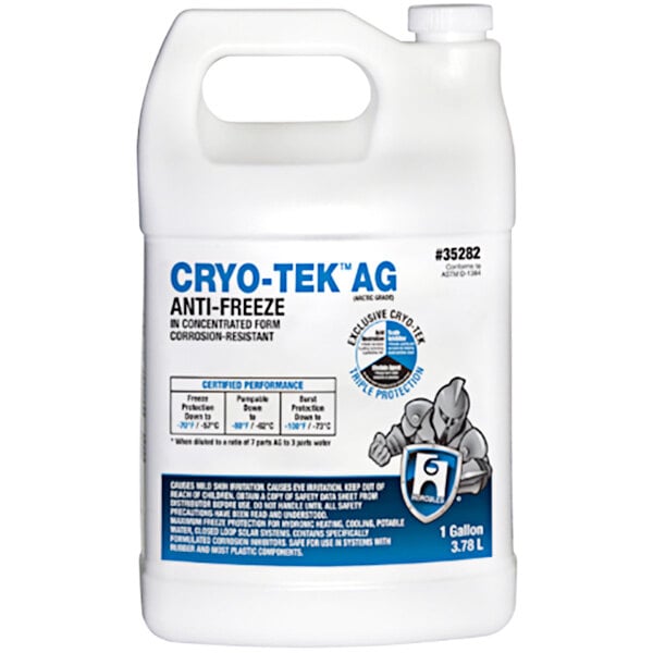 A white jug of Hercules Cryo-Tek AG Antifreeze with blue text.