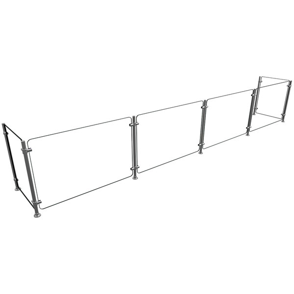 A white metal Hatco Flav-R-Shield pass-over sneeze guard with metal bars and wire ring brackets.