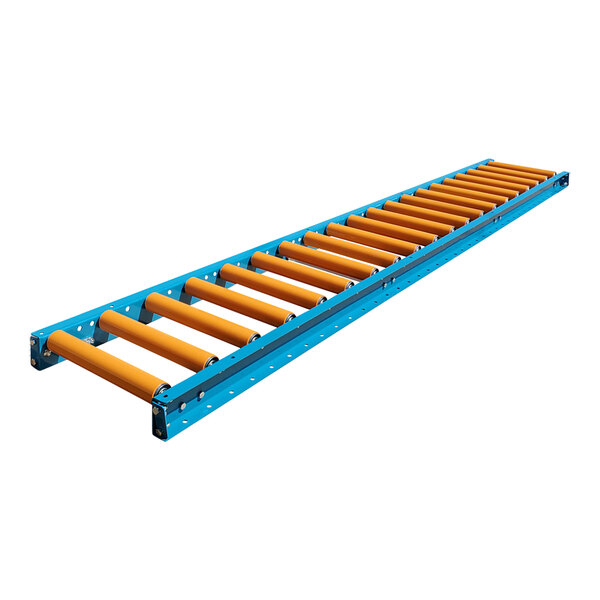 A Lavex roller conveyor belt with orange rollers.