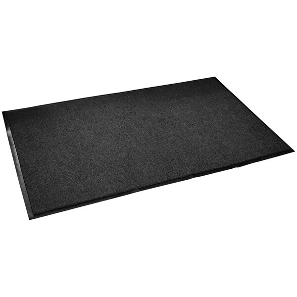 A black rectangular entrance mat with a gray border.