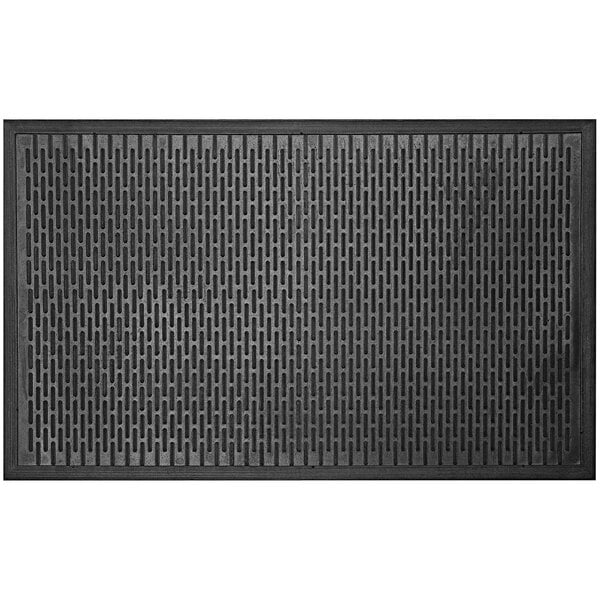 A black rectangular cleated entrance mat with a grid pattern.