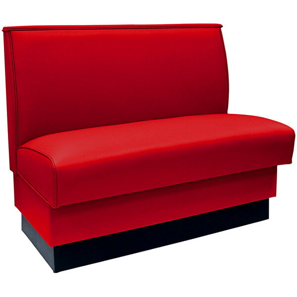 An American Tables & Seating red booth with a black base.