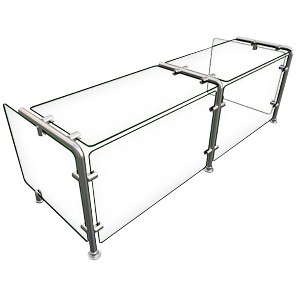 A glass box with metal frames designed to fit over a table.