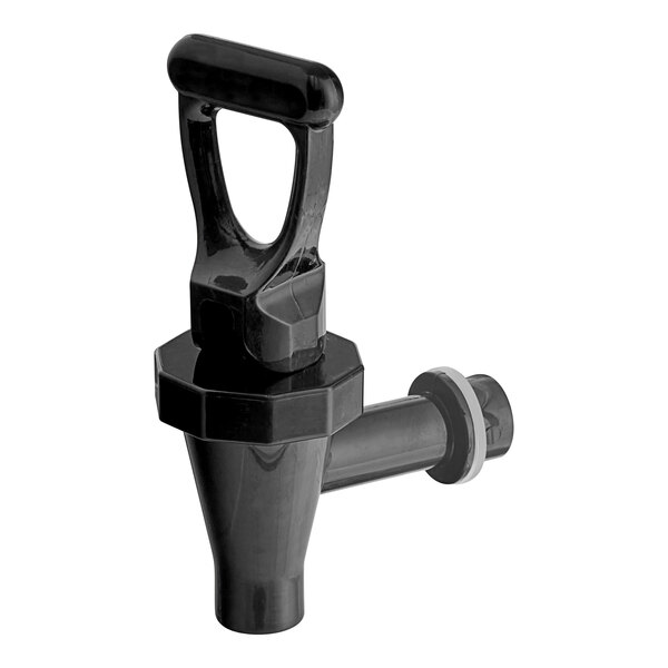 A black plastic spigot with a handle.