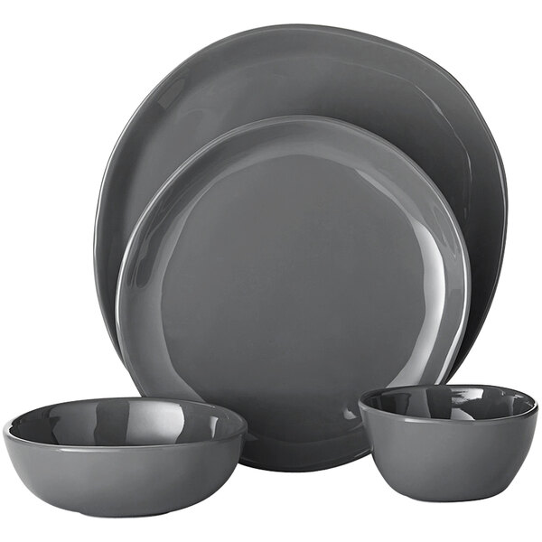 American Metalcraft Crave 4Piece Storm Melamine Place Setting