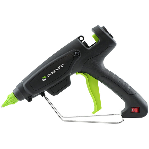 A black and green Surebonder Heavy-Duty Professional Glue Gun with green accents.