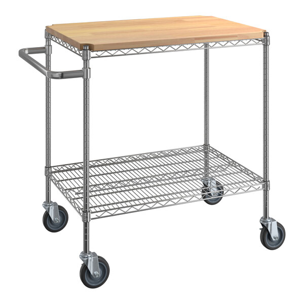 Regency 24" x 36" Two Shelf Chrome Utility Cart with UShaped Handle