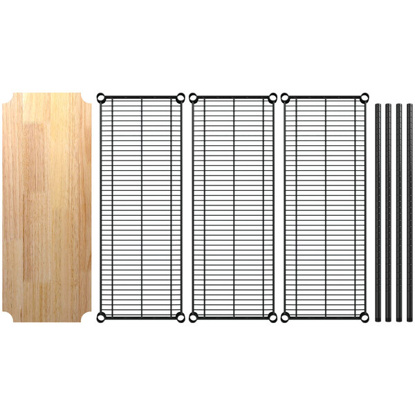 regency-14-x-36-nsf-black-epoxy-3-shelf-kit-with-34-posts-and-wooden