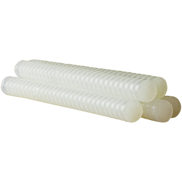 A group of clear plastic tubes with ribbed sides.