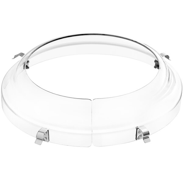 A clear circle with metal holders.