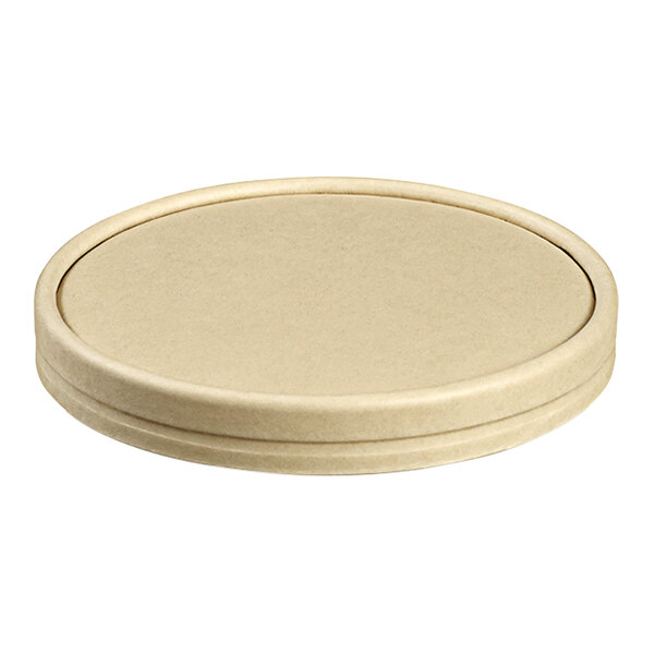 A close-up of a round white Solia bamboo fiber lid.