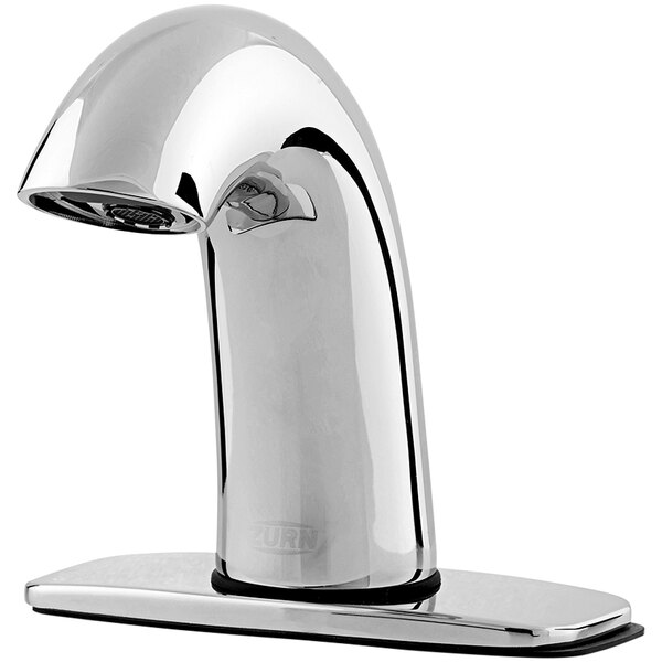 A Zurn chrome electronic faucet with a cover plate.