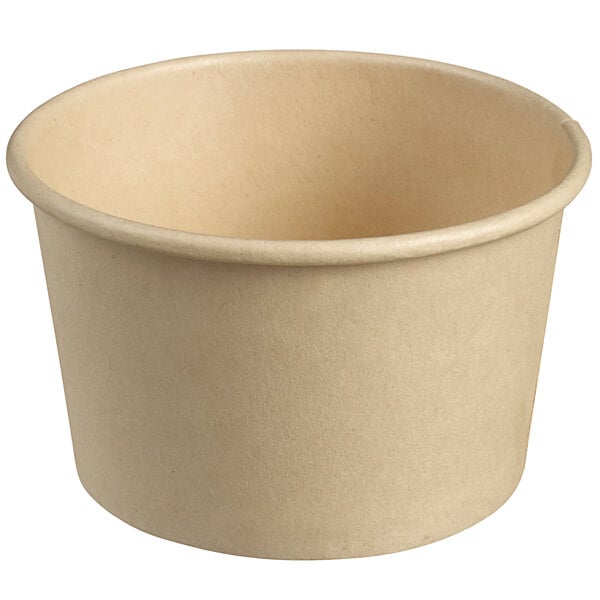 A Solia natural bamboo fiber paper cup with a white background.