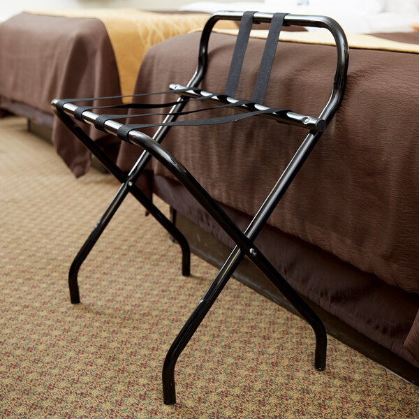 Lancaster Table & Seating Black Folding Luggage Rack with Guard