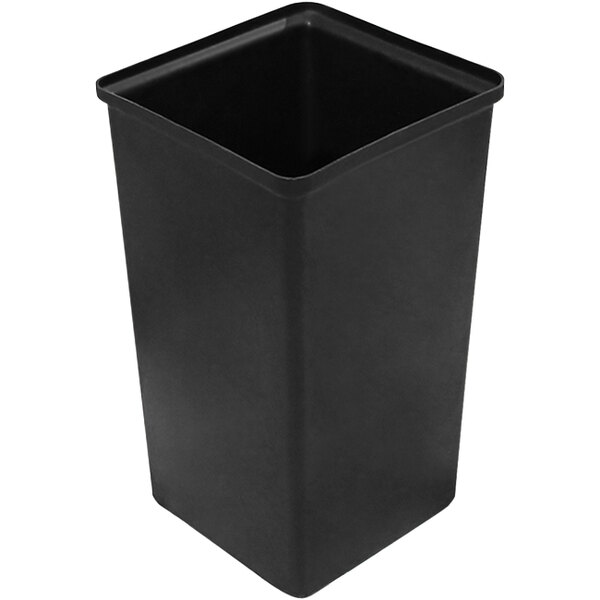 A black square plastic liner for a trash receptacle.