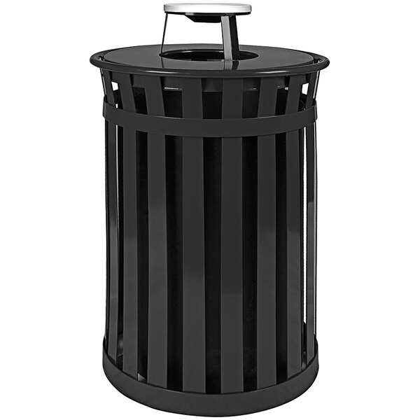 Witt Industries M3601ATBK Oakley Standard 36 Gallon Black Steel Round Outdoor Decorative Waste