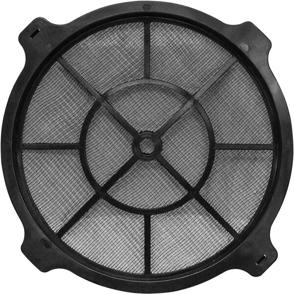 A black round XPOWER nylon mesh filter with a hole in the middle.
