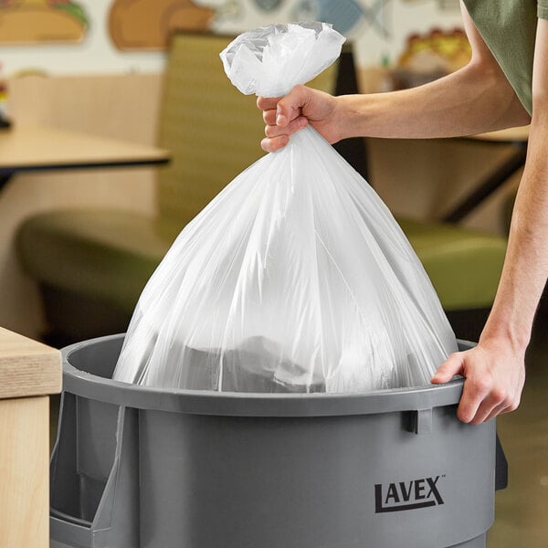 Lavex 55-60 Gallon 14 Micron 38" x 60" High Density Janitorial Can Liner / Trash Bag - 200/Case