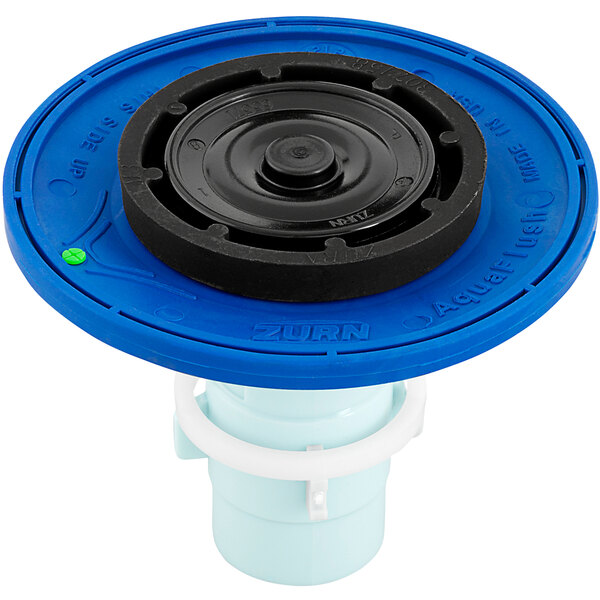 A blue and black plastic Zurn P6000-EUR-EWS diaphragm valve assembly with a blue and black circle on top.
