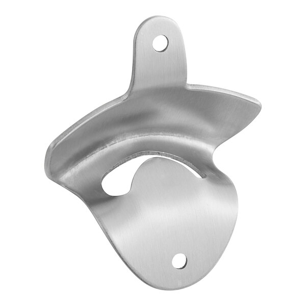 A metal bottle opener with a hole in the middle.
