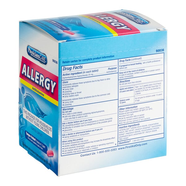 PhysiciansCare 90036 Antihistamine Allergy Relief Tablets 50/Box