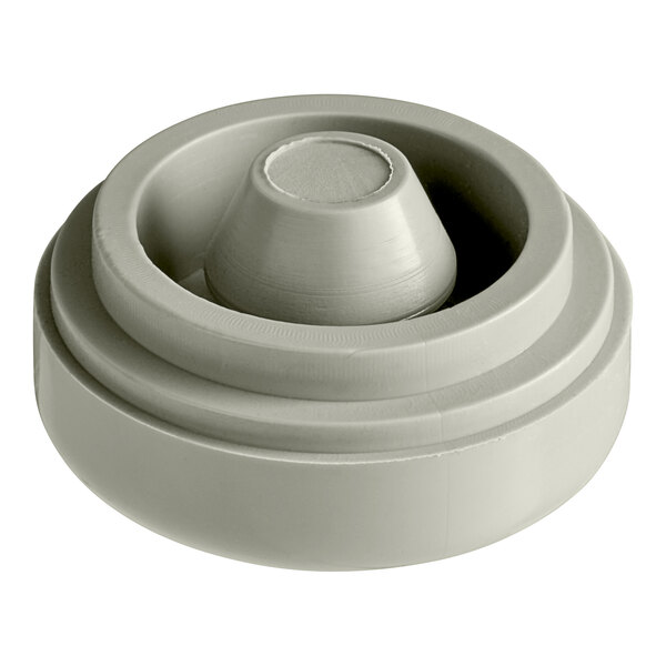 A grey plastic bowl with a round center and a lid on top.