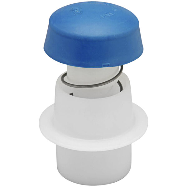 A white and blue plastic container with a blue cap for Zurn 3/4" stop valve repair kits.