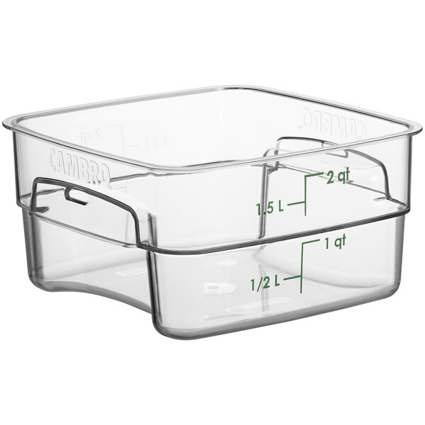 Cambro CamSquares® FreshPro 2 Qt. Clear Square Polycarbonate Food