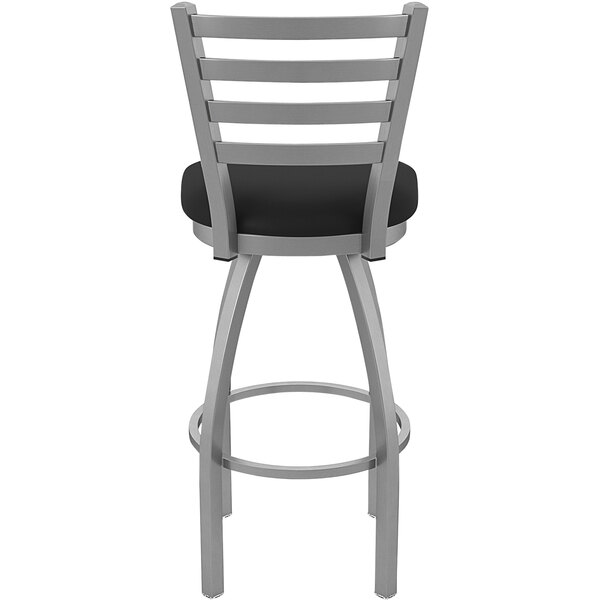 Holland Bar Stool Ladderback Swivel Stainless Steel Outdoor Bar Stool with Breeze Black Seat