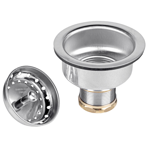 Dearborn 18BN 3 3/4 Stainless Steel Deep Sink Basket Strainer with Locking  Cup and Brass Nuts