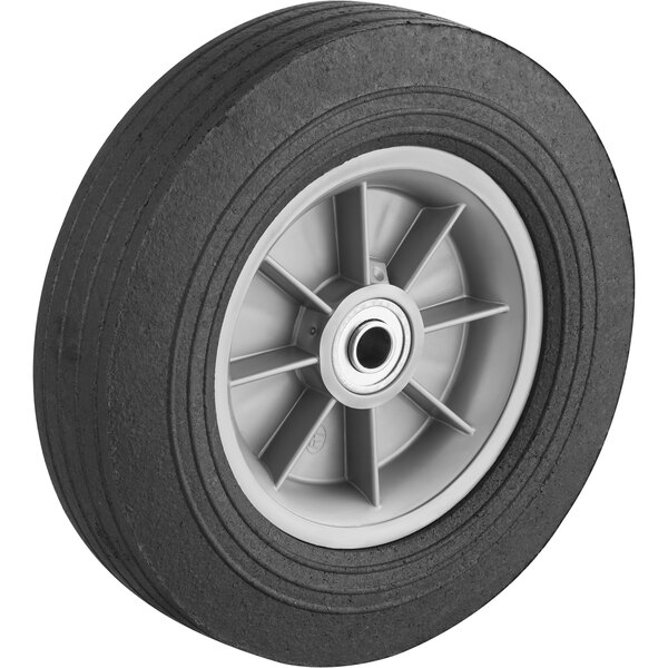 A black wheel with a grey rim.