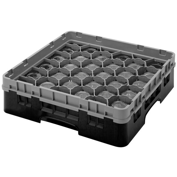 Cambro 30S800110 Black Camrack Customizable 30 Compartment 8 1/2" Glass Rack with 4 Extenders