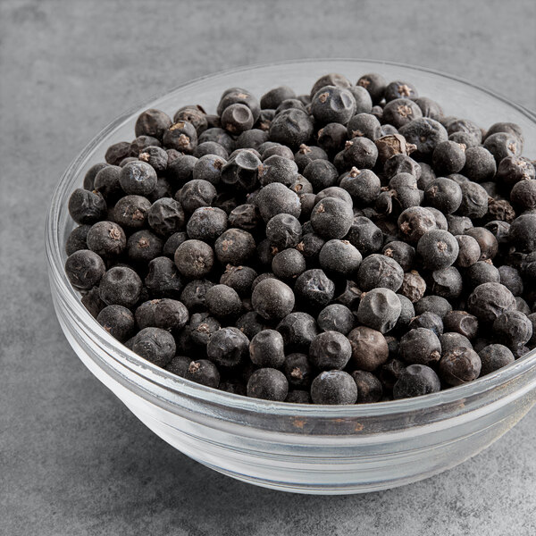A bowl of McCormick Culinary Freeze-Dried Juniper Berries.