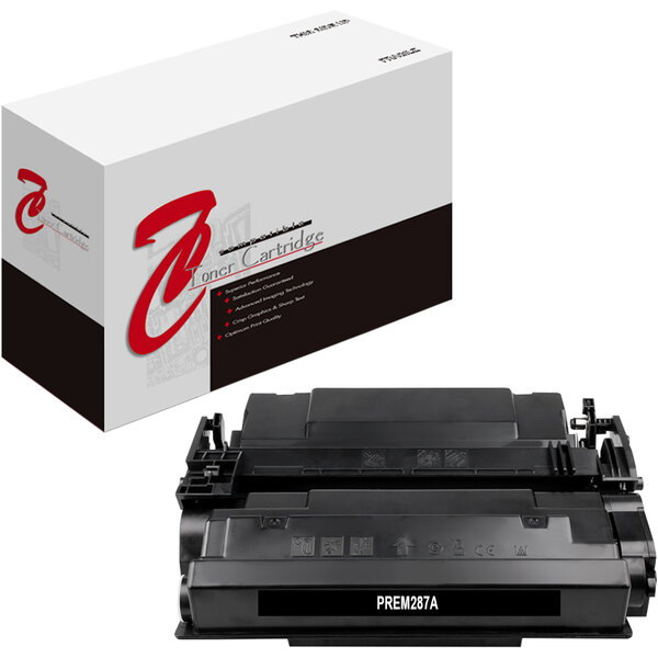 A white box with a black and red logo containing a black Point Plus remanufactured toner cartridge for HP printers.