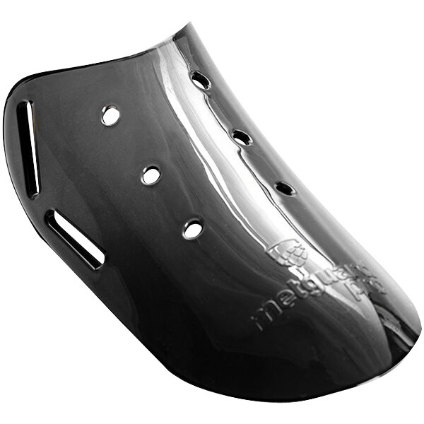 A black plastic Impacto Metatarsal and Toe Protector with holes in it.
