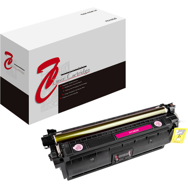 A Point Plus magenta toner cartridge for HP printers with a pink label.