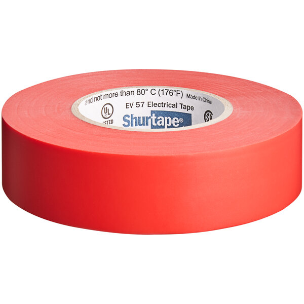 A roll of Shurtape red electrical tape.
