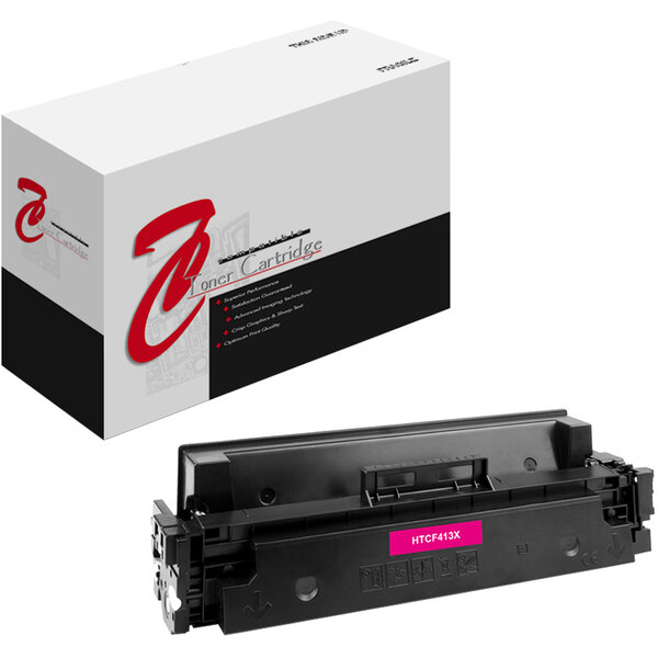 A black Point Plus magenta toner cartridge with a pink label.