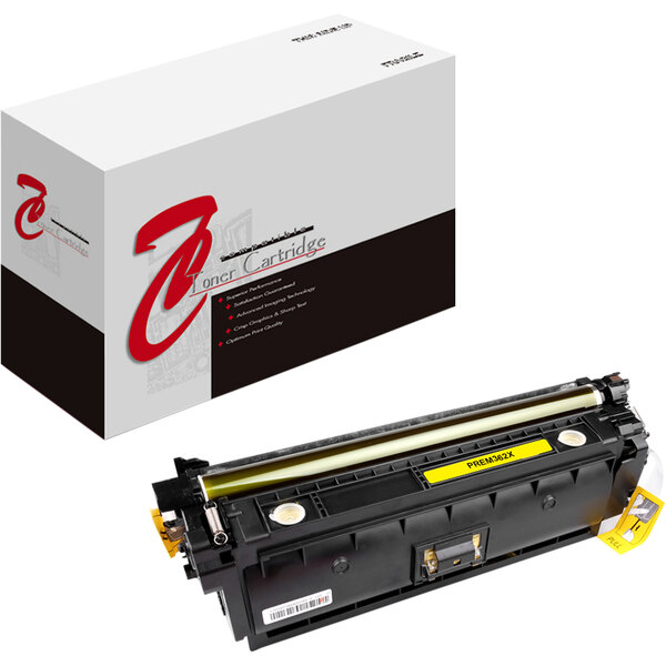 A remanufactured black Point Plus printer toner cartridge with a yellow label.