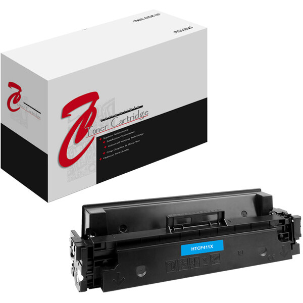A black Point Plus printer toner cartridge with a blue label for HP printers.