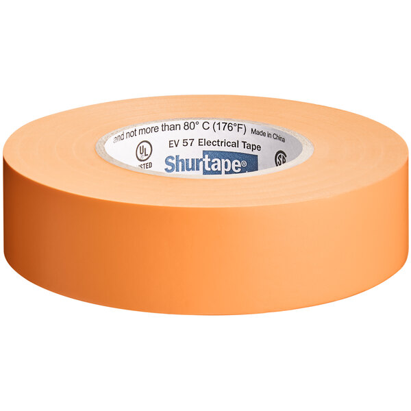 A roll of orange Shurtape electrical tape.
