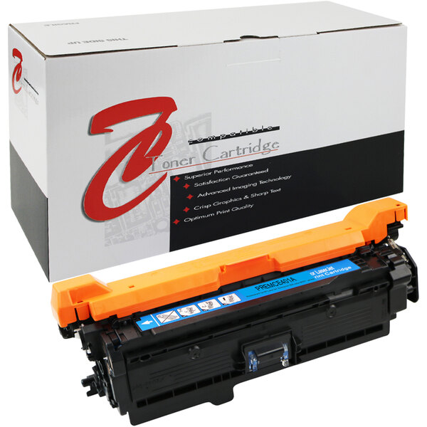 A white box with a red logo containing a Point Plus cyan and black printer toner cartridge.
