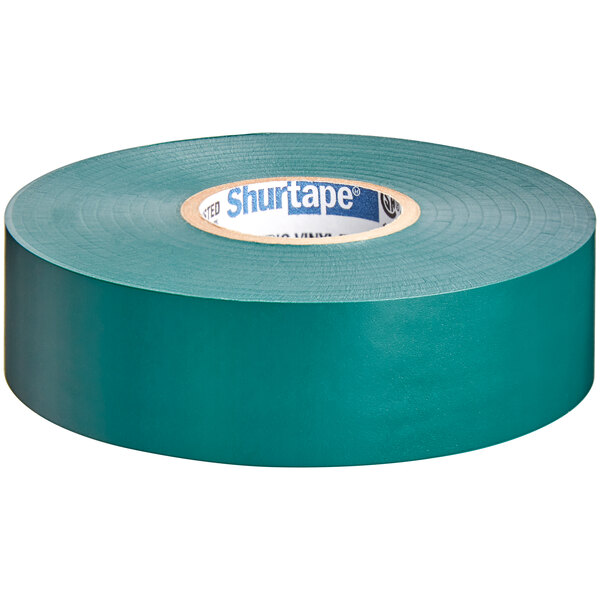 A roll of Shurtape green electrical tape.