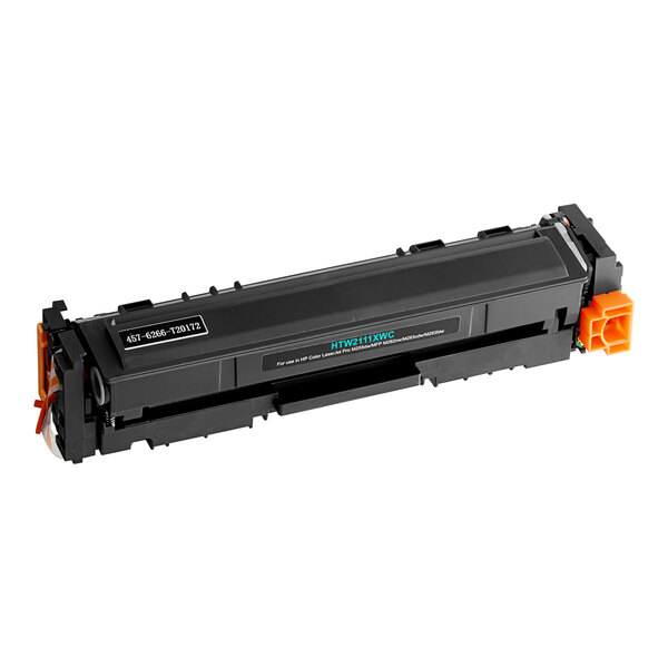 A Point Plus cyan printer toner cartridge for HP printers with blue text on the label.