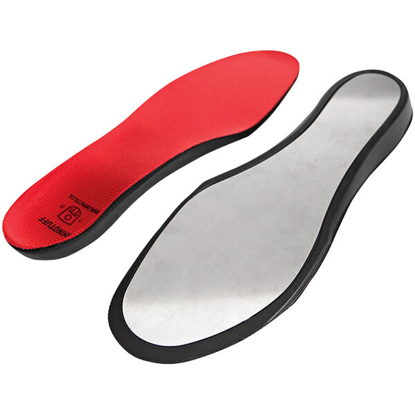 A pair of red and black Impacto Rhinotuff insoles.
