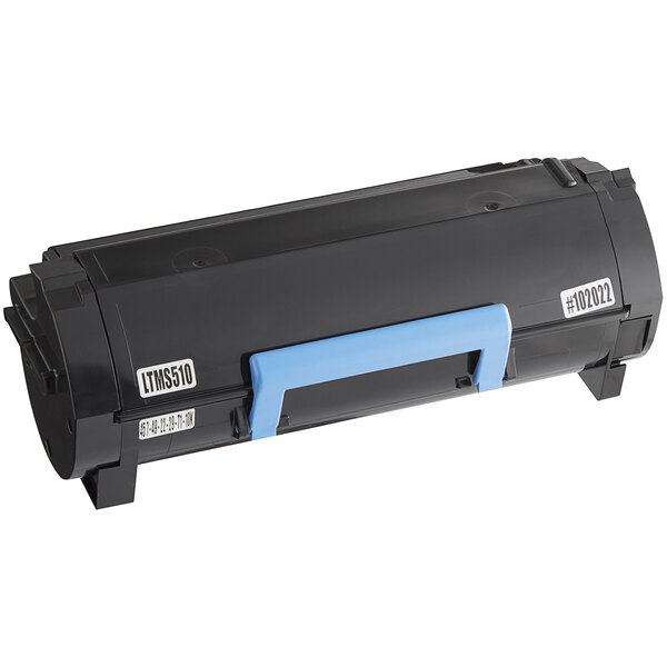 A Point Plus black printer toner cartridge with a blue label and handle.